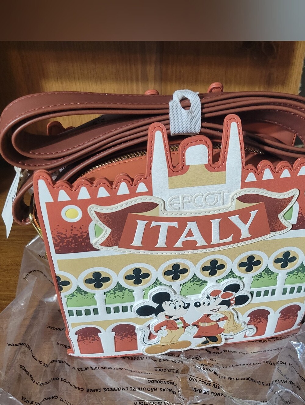 Loungefly Italy EPCOT Mickey & Minnie Crossbody